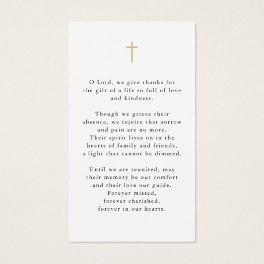 Modern Celebration of Life Cross Photo Prayer Card (裏面)