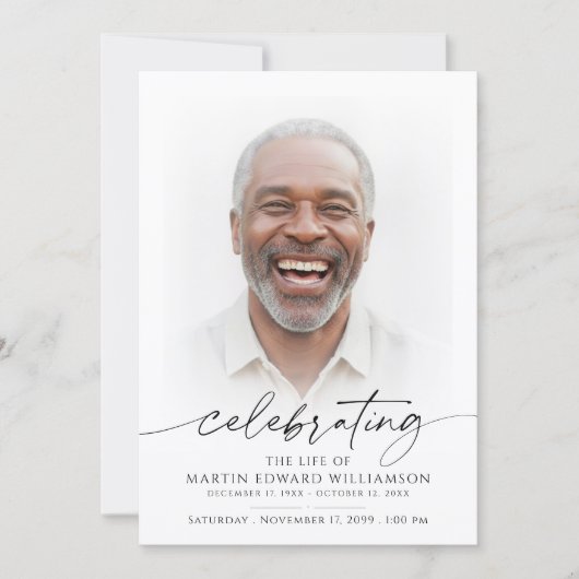 Modern Celebration of Life Memorial Funeral Photo 招待状 (正面)