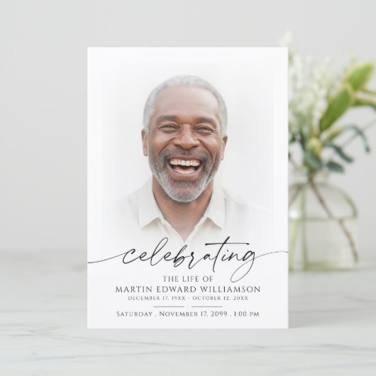 Modern Celebration of Life Memorial Funeral Photo 招待状 (スタンド正面)