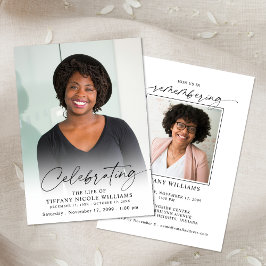 Modern Celebration of Life Memorial Funeral Photo 招待状