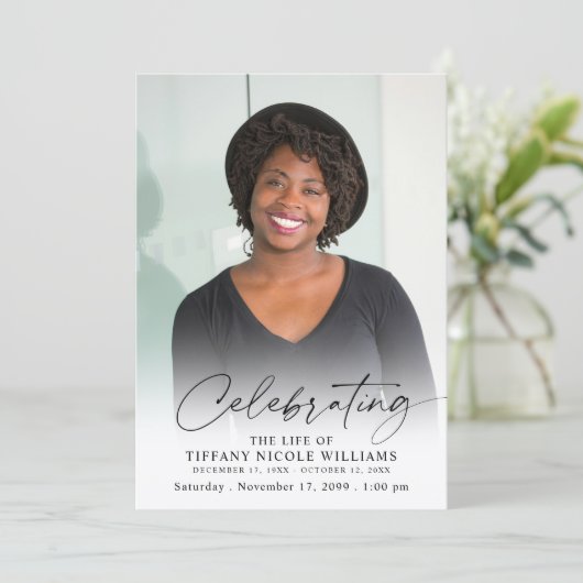 Modern Celebration of Life Memorial Funeral Photo 招待状 (スタンド正面)