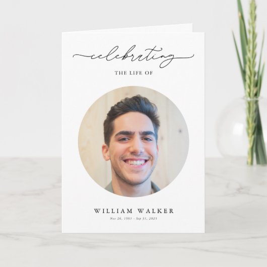 Modern Celebration Of Life Photo Funeral Program カード (正面)
