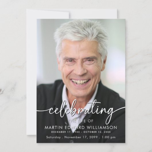 Modern Celebration of Life Photo Memorial 招待状 (正面)