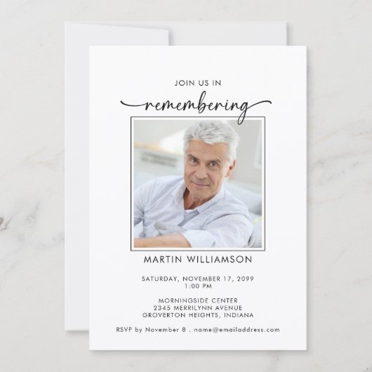 Modern Celebration of Life Photo Memorial 招待状 (裏面)