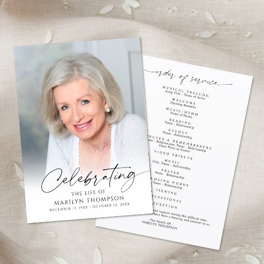 Modern Celebration of Life Photo Memorial Funeral プログラム