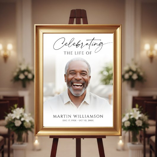 Modern Celebration of Life Photo Script Memorial ポスター