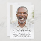 Modern Celebration of Life Photo White Memorial 招待状 (正面)