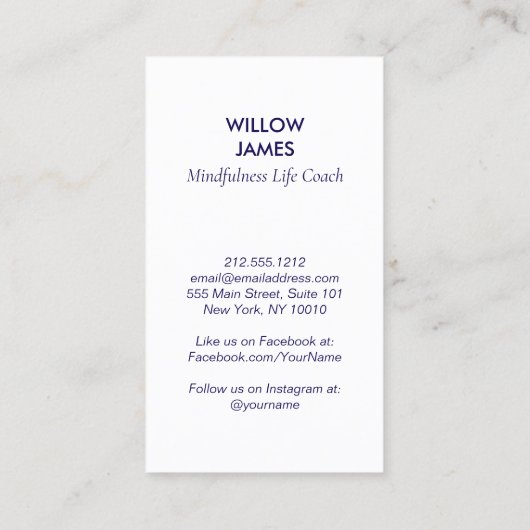 Modern Celestial Mindfulness Life Coach Deep Blue 名刺 (裏面)