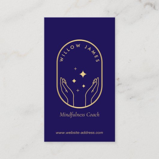 Modern Celestial Mindfulness Life Coach Deep Blue 名刺 (正面)