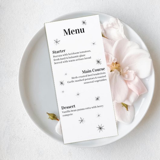 Modern Celestial Minimalist Wedding Menu Card メニュー