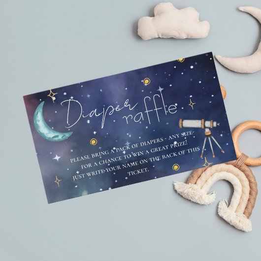 Modern Celestial Moon & Stars Diaper Raffle エンクロージャーカード