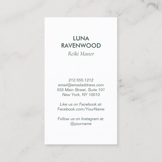 Modern Celestial Reiki Master Healing Hands Green 名刺 (裏面)