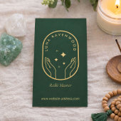 Modern Celestial Reiki Master Healing Hands Green 名刺