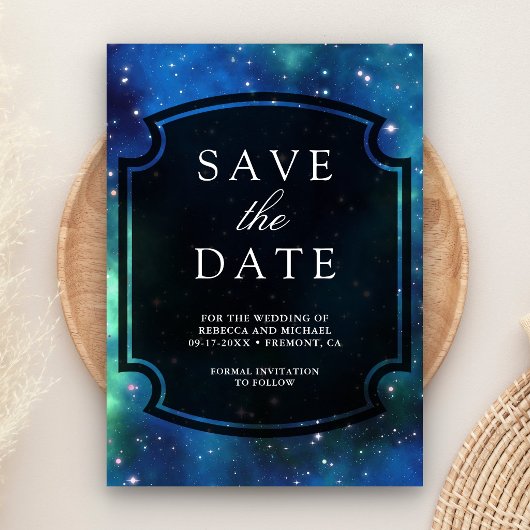 Modern Celestial Space Galaxy Wedding セーブザデート