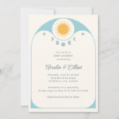 Modern Celestial Star Moon Soft Blue Baby Shower   招待状 (正面)