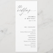 Modern Ceremony Script Calligraphy Elegant Wedding プログラム (正面)