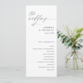 Modern Ceremony Script Calligraphy Elegant Wedding プログラム (スタンド正面)