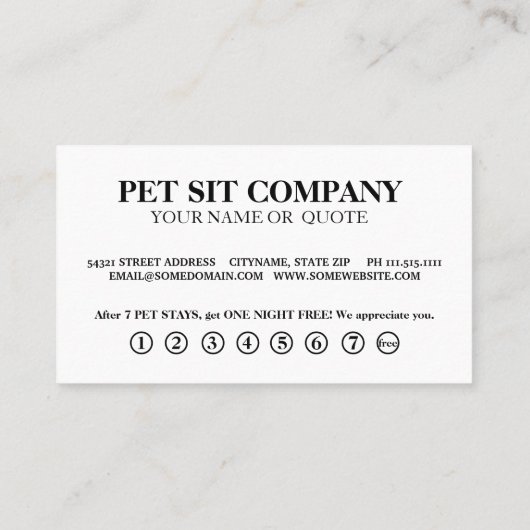 Modern Chalkboard pet pet sitter. Loyalty Card 名刺 (裏面)