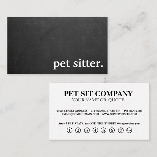 Modern Chalkboard pet pet sitter. Loyalty Card 名刺 (正面/裏面)