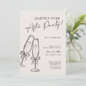 Modern Champagne Bow Happily Ever After Party 招待状 (スタンド正面)