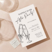 Modern Champagne Bow Happily Ever After Party 招待状