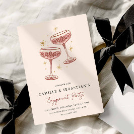Modern Champagne Coupe Engagement Party Invitation 招待状