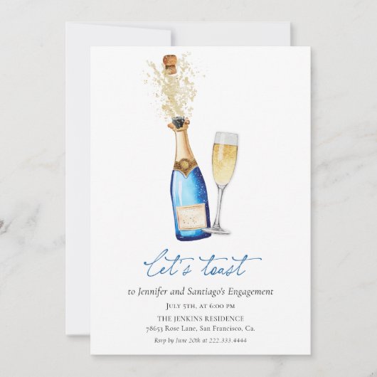 Modern Champagne Engagement Party Invitation 招待状 (正面)