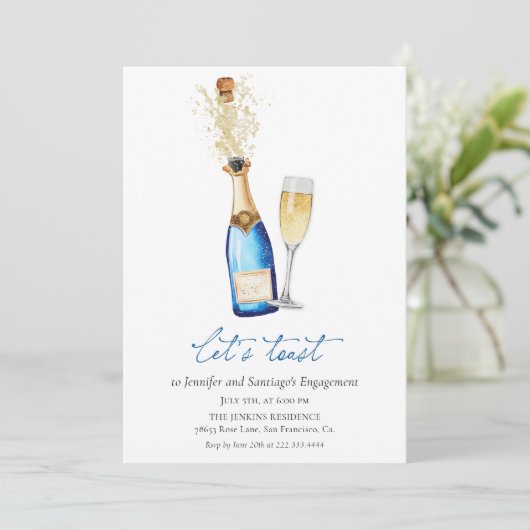Modern Champagne Engagement Party Invitation 招待状 (スタンド正面)