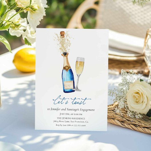 Modern Champagne Engagement Party Invitation 招待状