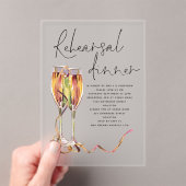Modern Champagne Script Wedding Rehearsal Dinner アクリル招待状 (インサイチュ (ポータブル))