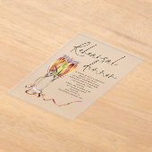 Modern Champagne Script Wedding Rehearsal Dinner アクリル招待状 (レイダウン)