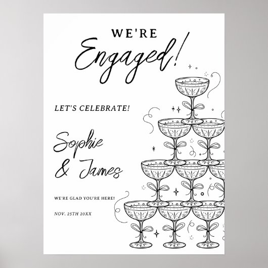 Modern Champagne Tower Engagement Welcome ポスター (正面)