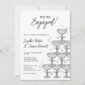 Modern Champagne Tower Photo Engagement 招待状 (正面)