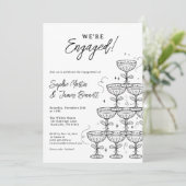 Modern Champagne Tower Photo Engagement 招待状 (スタンド正面)