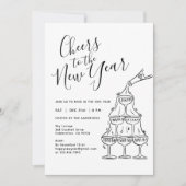 Modern Champaign Cheers to the New Year Party 招待状 (正面)