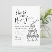 Modern Champaign Cheers to the New Year Party 招待状 (スタンド正面)