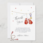 Modern Champion Boxing Clothesline Baby Shower サンキューカード (正面)