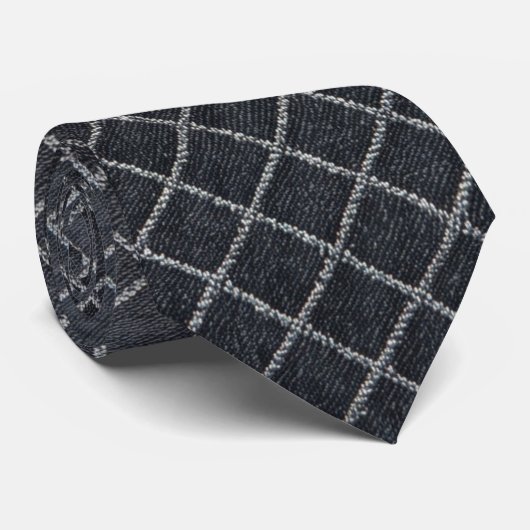 Modern Charcoal Diamond Grid Tie ネクタイ (ロール)