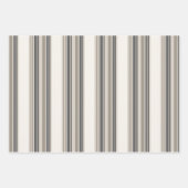 Modern Charcoal Neutral Stripe Linen ラッピングペーパーシート (正面3)