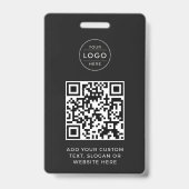 Modern Charcoal QR Code Custom Company Logo バッジ (裏面)