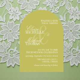 Modern Chartreuse Formal Arch Wedding  招待状