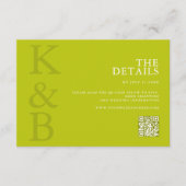 Modern Chartreuse Minimalist Wedding エンクロージャーカード (正面)