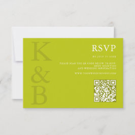 Modern Chartreuse Monogram Minimalist Wedding 出欠カード