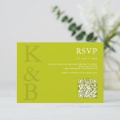 Modern Chartreuse Monogram Minimalist Wedding 出欠カード (スタンド正面)