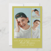 Modern Chartreuse Photo Graduation Party 招待状 (裏面)
