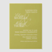 Modern Chartreuse Script Formal Wedding ベラム紙招待状 (正面)