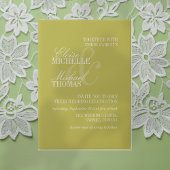 Modern Chartreuse Script Formal Wedding ベラム紙招待状