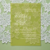 Modern Chartreuse Script Formal Wedding ベラム紙招待状