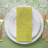 Modern Chartreuse Script Formal Wedding メニュー