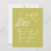 Modern Chartreuse Script Formal Wedding  出欠カード (正面)